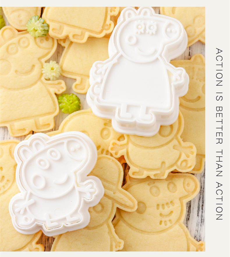 Piggy Cookie Mould 3d Steve Nhấn Cartoon Taro Fondant Baking Công cụ mài mòn Trang chủ - Tự làm khuôn nướng khuôn bánh trung thu