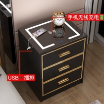 Bedside table with light Intelligent wireless charging Net red multi-function locker Storage cabinet Bedside cabinet Light luxury modern