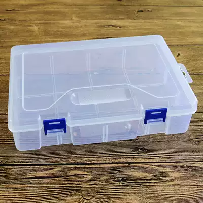 Large double buckle transparent empty box without insert cover hardware card magnet teaching aid storage box
