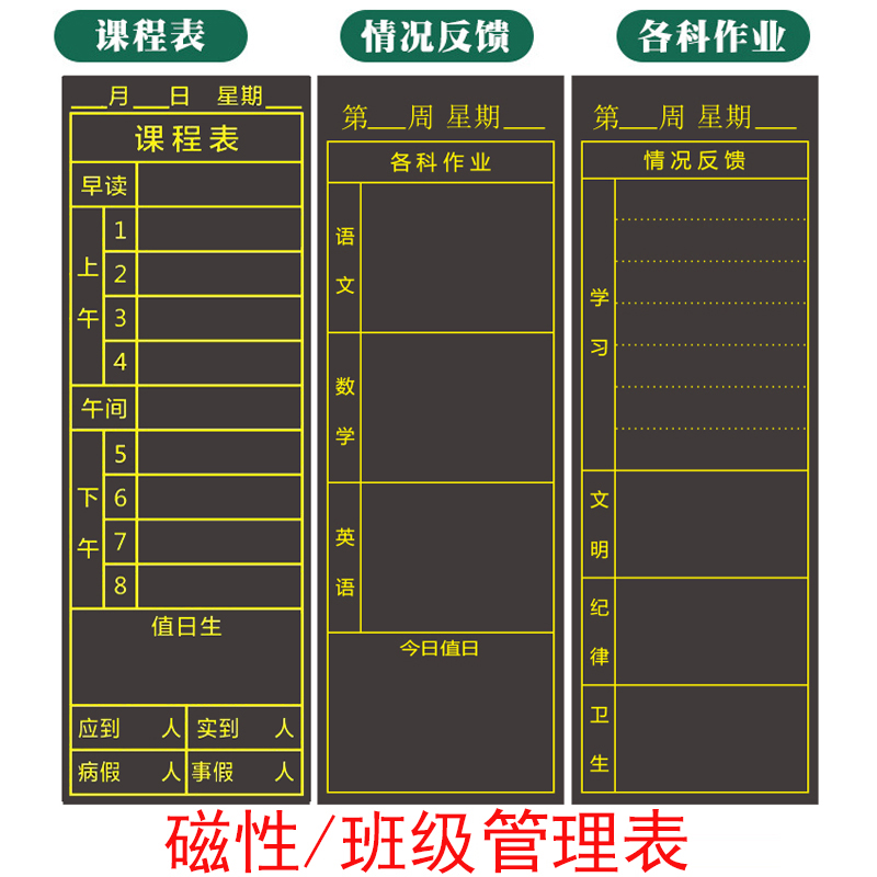 Magnetic Blackboard Sticker Elementary School Teaching Aids Classroom Situation Feedback Homework Placement Table Class Schedule Magnetic Sticker Attendance Sheet