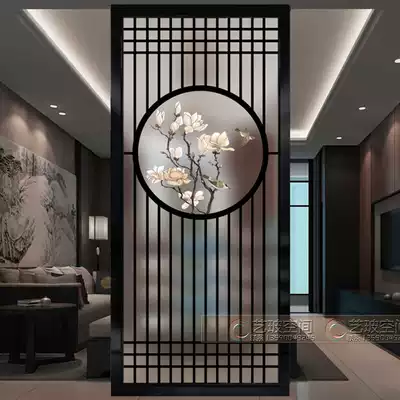 New Chinese style modern minimalist screen partition living room entrance powder room frosted translucent double-sided entrance Magpie