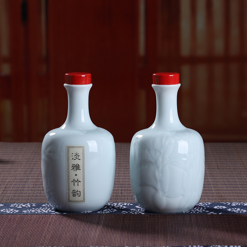 The Empty wine bottles of jingdezhen ceramic household hoard 1 catty seal wine liquor hip flask wine storage appliances gift