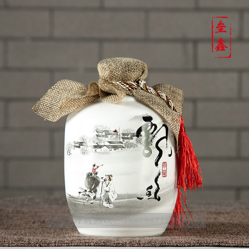 Jingdezhen Ceramic Empty Wine Bottle Sealed 1 2 3 5 10kg Chinese-style Bulk Liquor Bottle Soaking Wine Canned Wine