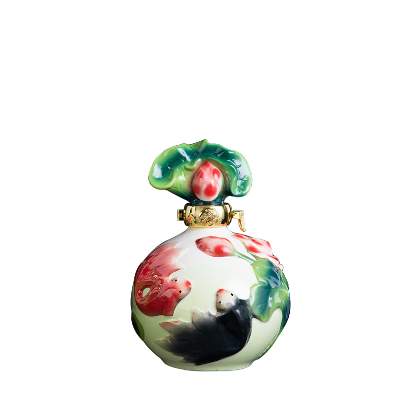 An empty bottle of jingdezhen ceramic fish home decorative furnishing articles lotus seal from year to year more hip flask 1 catty jugs