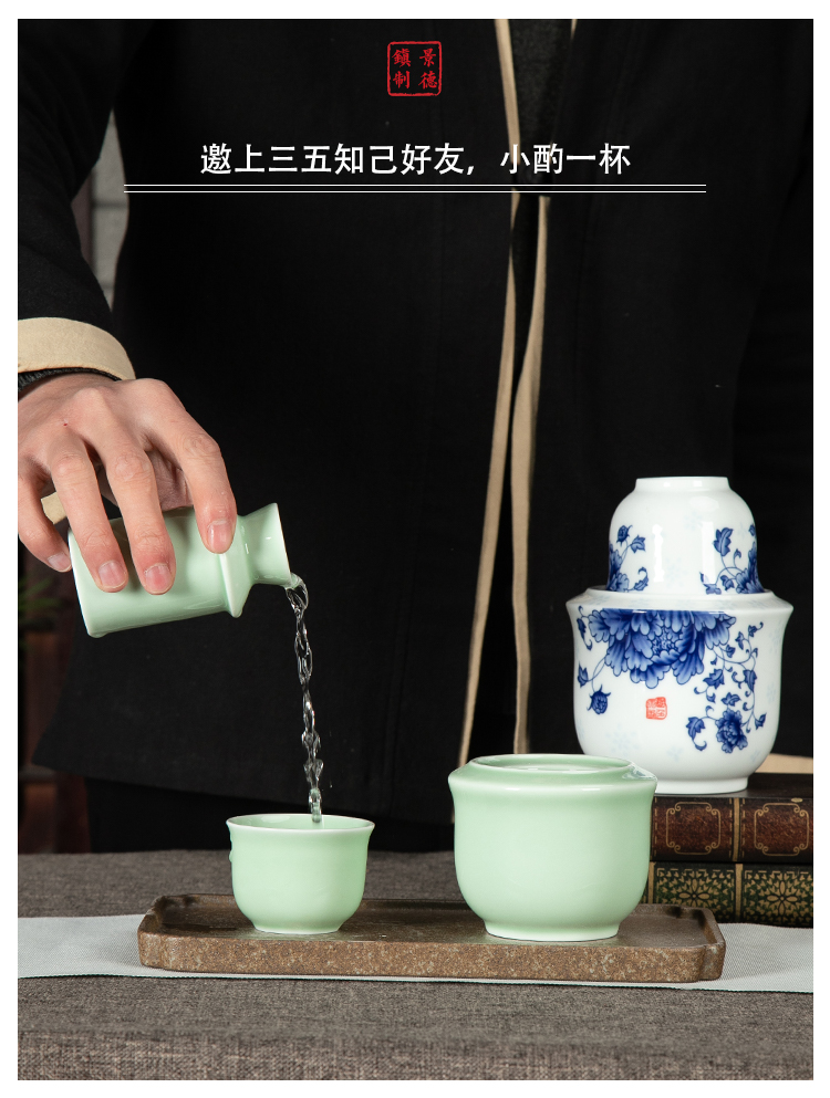 Temperature wine pot of household heating hot warm wine Chinese jingdezhen ceramics old nostalgic small Bai Lie wine warm yellow rice wine