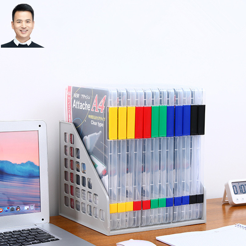 Japan imported A4 paper file storage box plastic transparent data file box bill sorting box paper finishing clip