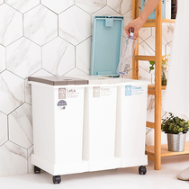 Japan Import Sorting Trash Can Kitchen With Cover Large Capacity Office Trash Cans With Press Circle Rectangular Brief