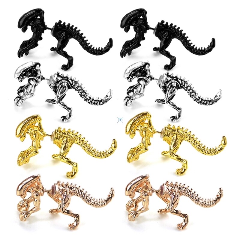 1 pairs Jewelry 3D Scary Alien Stud Earring Black Color