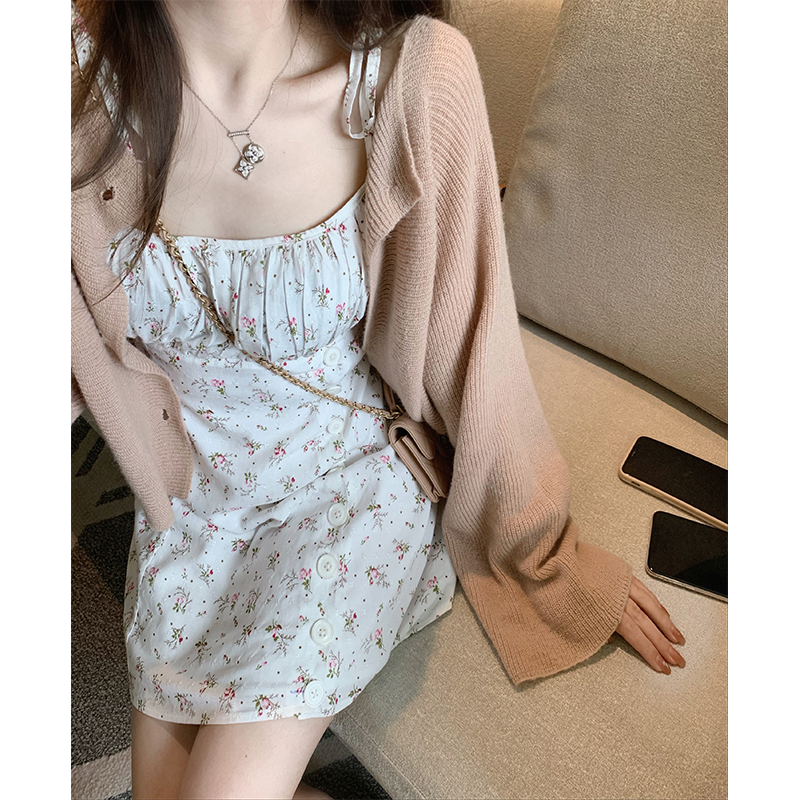 eleven eleven adolescent girls 2022 spring and summer new soft glutinous horse fur knit cardiovert loose with lazy wind and thin coat