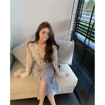 Eleven girls white wool knitted top womens 2021 early autumn temperament gentle wind eyelashes lace bottoming shirt