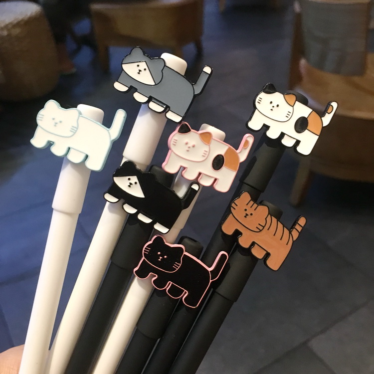 There is cat catshere week cat gel pen 7 packs cute cat meow star stationery thin stick pen