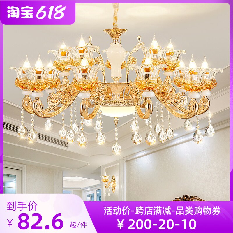 Eurostyle Living Room Zinc Alloy Crystal Dining Room Chandelia Bedroom Bookhouse Hanging Lamp