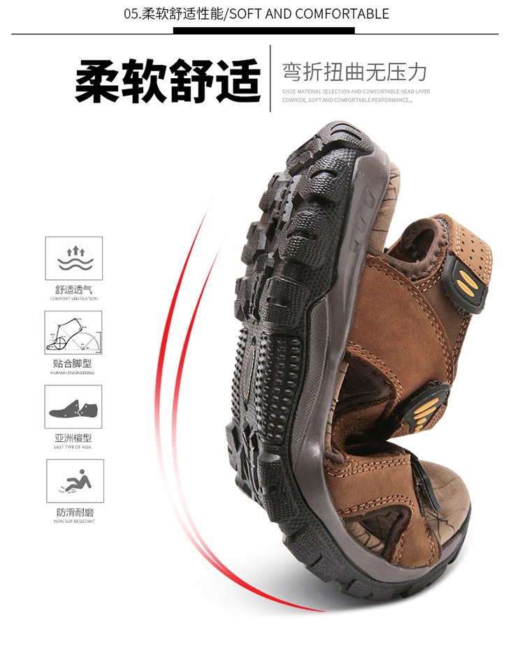 Paul Camel Sandals Giày nam mùa hè hở ngón Giày da mới Hàng ngày Da hàng ngày Mang giày ngoài trời giày adidas nam