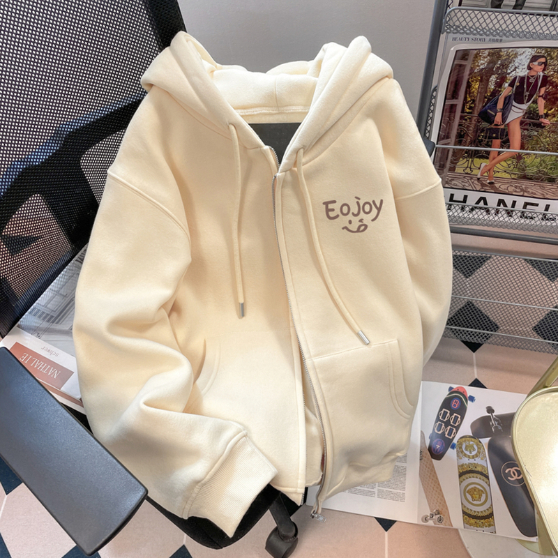 Spring and Autumn New Style Lazy Style Smiley Face Letter Sweatshirt Cardigan for Men and Women 2025 Hot Style Fashionable Hooded Jacket
