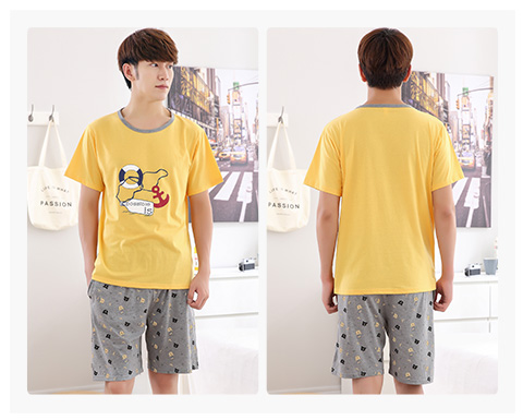 2018 cotton mới tay ngắn đồ ngủ thanh niên nam học sinh trung học cơ sở hè 12-18 tuổi phim hoạt hình mùa hè thanh niên bộ mặc nhà cho nam