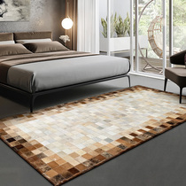 Light Extravaganza Superior Long Strip Cow Leather Carpet Bedroom Nordic Geometric Wind Anti Slip Ground Floor Bed Front Bed Tailbed Side Blanket