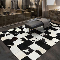 Modern minimalist black and white cow leather splicing carpet light lavish home living room sofa tea table cloakroom Bedroom bedside blanket