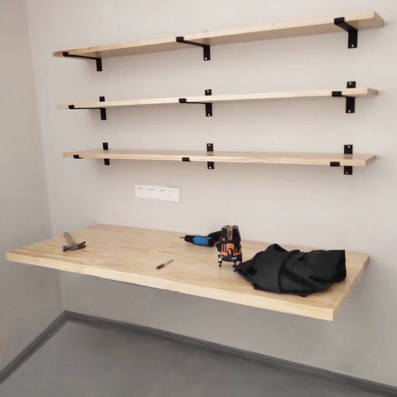 Retro wall hanging desk bookshelf combination solid wood shelf wall desk study table word clapboard table computer desk