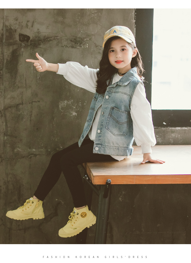 Cô gái cao bồi vest mỏng phần vest 2019 xuân hè mới mặc quần áo trẻ em nữ bé gái nước ngoài thủy triều - Áo ghi lê ao gile cho be so sinh