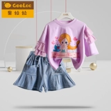 Летний детский комплект, летняя летняя одежда для девочек, детская одежда, в западном стиле, короткий рукав, 2023