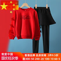 Girls Set Skirt 2021 Spring and Autumn New Western Style Children Childrens Clothing Baby Sweatshirt Two-piece Set