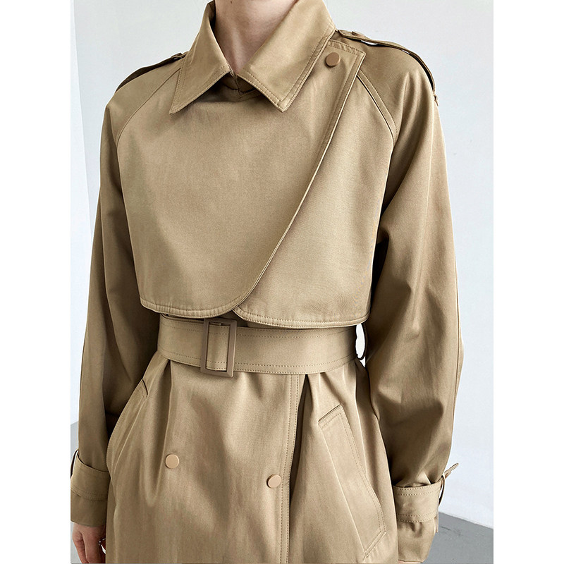 Card with its colour windsuit woman medium long version 2022 spring autumn new small sub-high-sense Inn ethos coat jacket