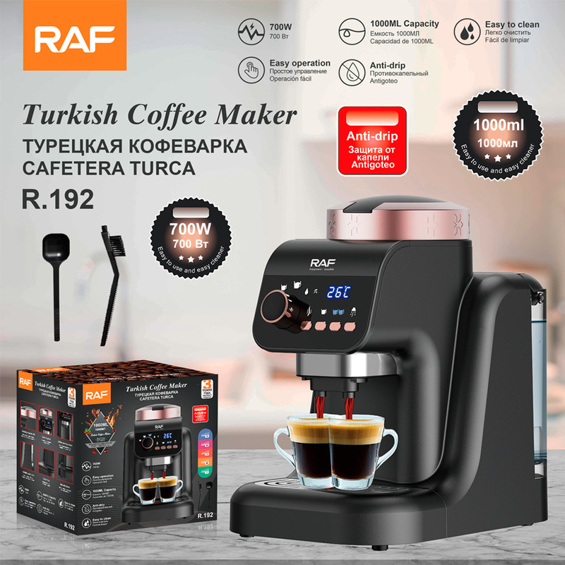 Raf European Standard Turkish Coffee Maker Arabic Coffee Self-Cleaning Double Cup Coffee Maker Anti-Drip Coffee Pot