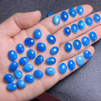 New low-level natural blue phosphorescent oval ring surface bare stone egg surface diy jewelry accessories inlaid ring earrings
