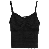 MOUSSY sweet ladylike solid color lace suspender slim short vest for women 028GAZ30-5820