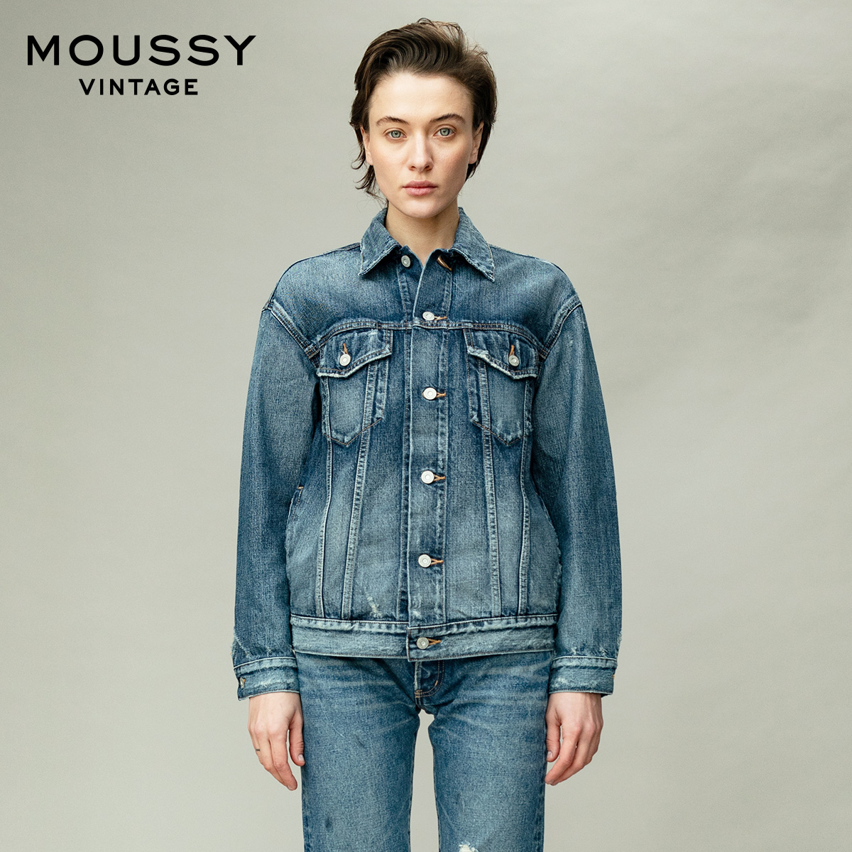 MOUSSY Vintage Spring and Autumn New lapel breasted casual denim coat 010BAC11-1630