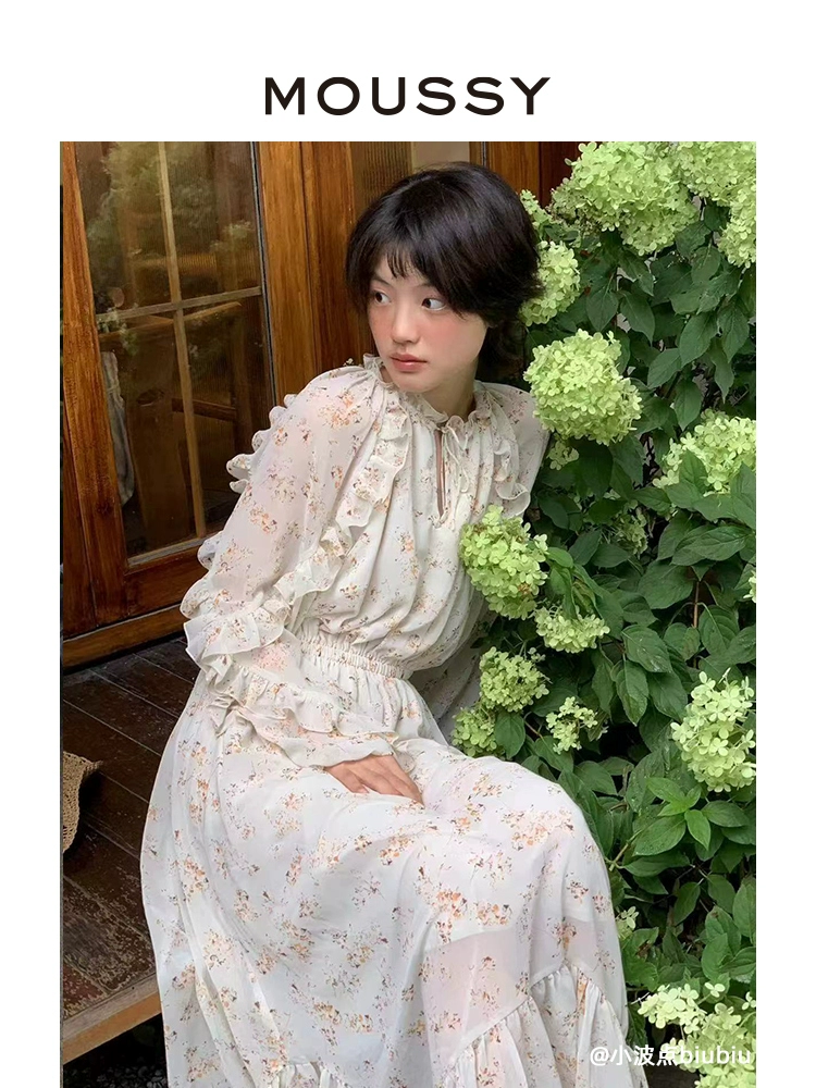 MOUSSY 南法度假风碎花连衣裙028GAH30-6140