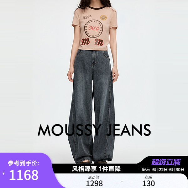 Moussy 2026 Summer New Denim Retro Style Wide-Leg High-Waisted Straight Jeans 028Jsa11-1040