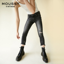 MOUSSY Vintage 2021 spring and summer new product hole stretch slim jeans women 025DSC12-2170