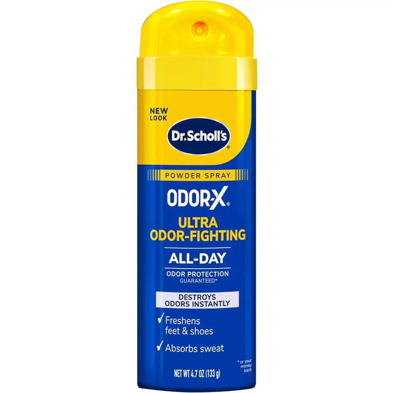 Domestic In-Stock Items Dr Scholl's Anti-Odor Powder Spray Instantly Eliminates Odors and Provides All-Day Freshness for Shoes and Socks.
