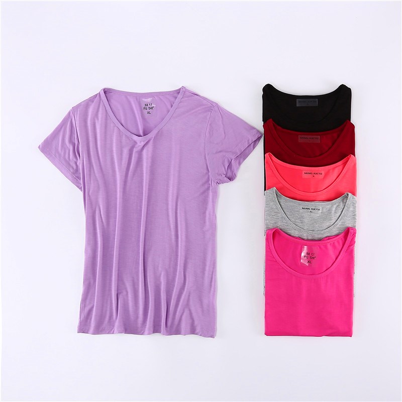 Short sleeve T-shirt women summer thin home dress pajamas leisure and large number of bottom collar can be worn