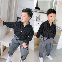 Boys spring suit 2021 new gas 3456 year old child personality shirt cool two pieces of handsome tide