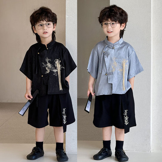 Traje Tang para niño, estilo chino Hanfu, tendencia de vestimenta atractiva