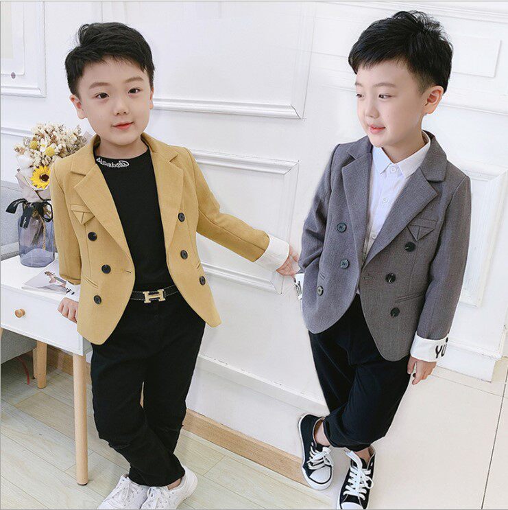 2021 New Boys' Suit Jacket Spring and Autumn Baby Children's Suit One-piece Children's British Style Handsome Top