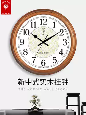 Polaris living room new Chinese hanging clock solid wood mute retro clock European home hanging watch silent quartz clock