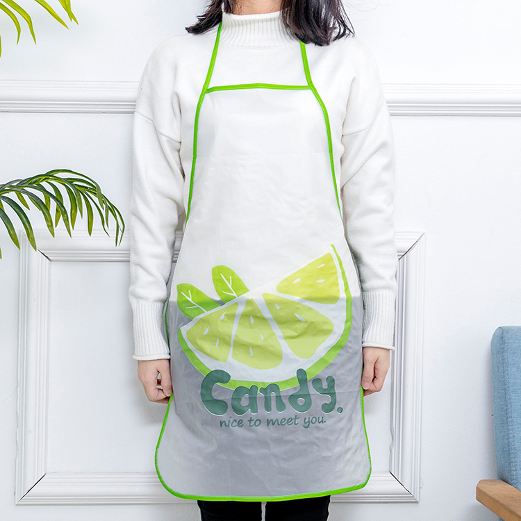 Cartoon Fruit Anti Oil Containment Waist Kitchen Korean Version Fashion Minimalist Adult PVC Waterproof Apron Cute Cooking Hood Clothing