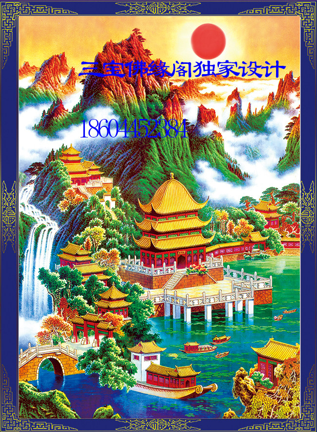 Sanbao Buddhayuange new design exclusive landscape pavilion Xianjiatang single painting HD design recommended by the store manager