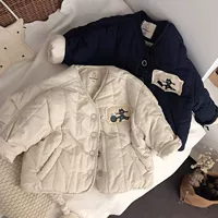 Мальчики и девочки, буквы с кошачьим принтом, стеганая куртка, утепленная хлопковая куртка, детское повседневное теплое хлопковое пальто, модный 5 мягких корейских стилей~