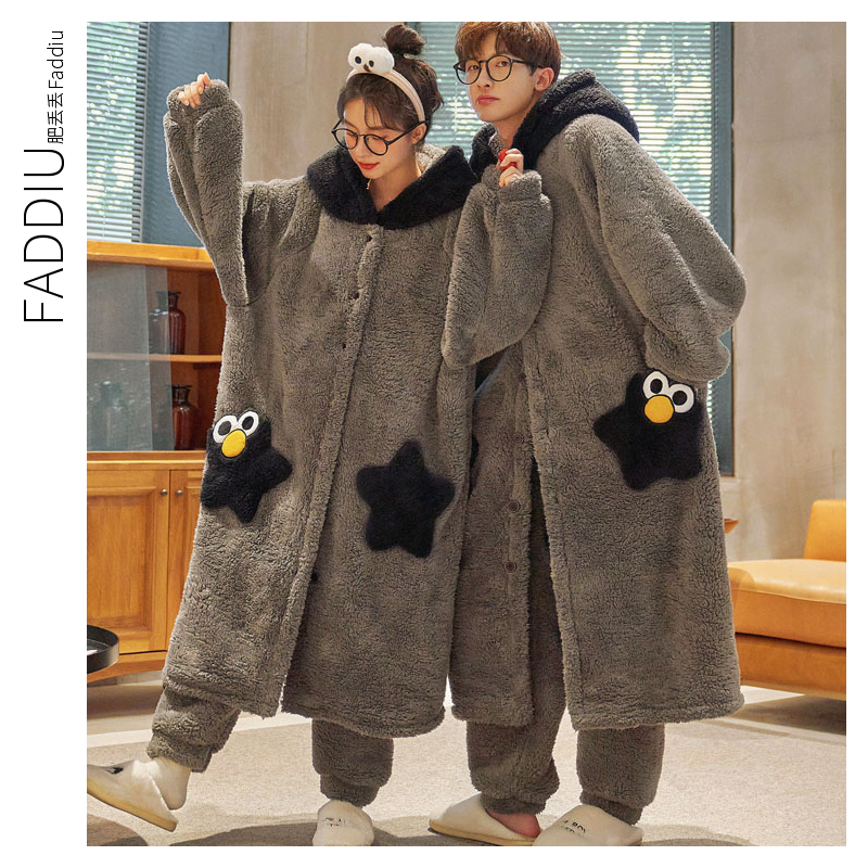 Couple's Pajamas, Large Size, Winter Coral Velvet, Warm and Cute Home Clothes for Men and Women, 100kg Thickeneded Flannel Pajamas Couple's Pajamas, Large Size, Winter Coral Velvet, Warm and Cute Home Clothes for Men and Women, 100kg Thickeneded Flannel Pajamas