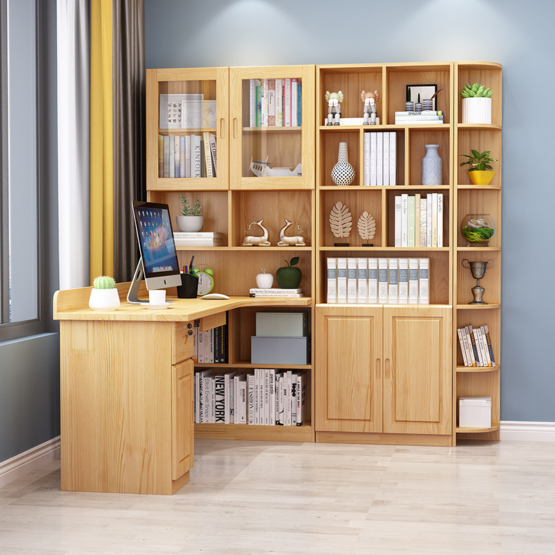 Solid Wood Corner Desk Bookshelf Integrated Desk Combination Bookcase Student Home Children's Adult Desk Computer Desk Solid Wood Corner Desk Bookshelf Integrated Desk Combination Bookcase Student Home Children's Adult Desk Computer Desk