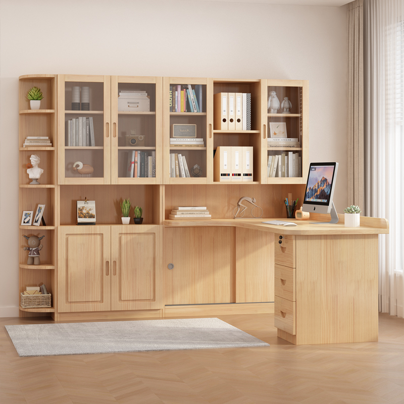 Solid Wood Corner Desk Bookshelf Integrated Table Combination Bookcase Student Home Study Table Adult Children's Computer Desk Solid Wood Corner Desk Bookshelf Integrated Table Combination Bookcase Student Home Study Table Adult Children's Computer Desk