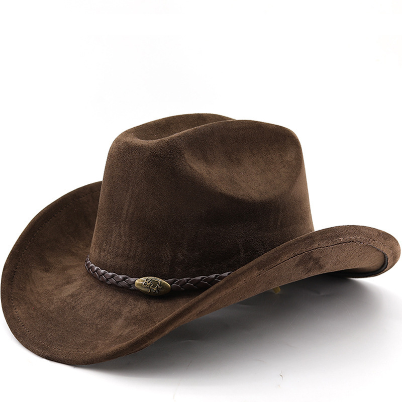 Classic Western Cowboy Hat Suede Top Hat European and American Knight Hat for Men and Women Fashionable Versatile Sunshade and Sun Protection
