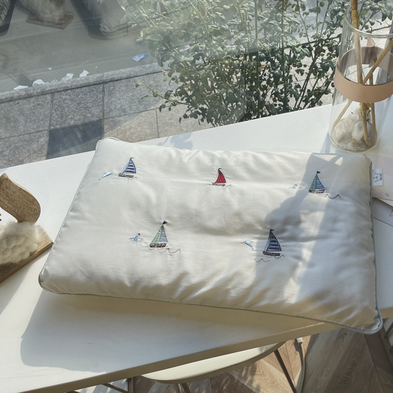 60 Satin Children's Pillowcase embroidered single baby latex pillow set 30*50 Sailing Boys and Girls
