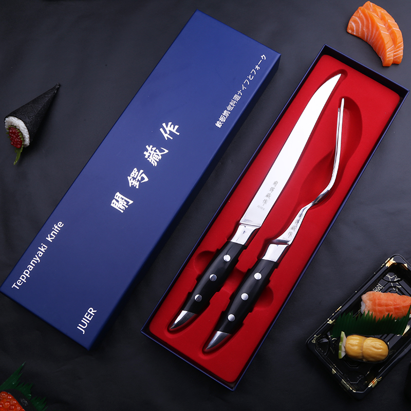 Sekigakura steak knife and fork Commercial fancy Teppanyaki cooking knife and fork thickened barbecue meat Japanese knife and fork Set