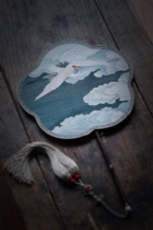 The Sleepiness-The Tapestry Silk Cloud Crane Group Fan