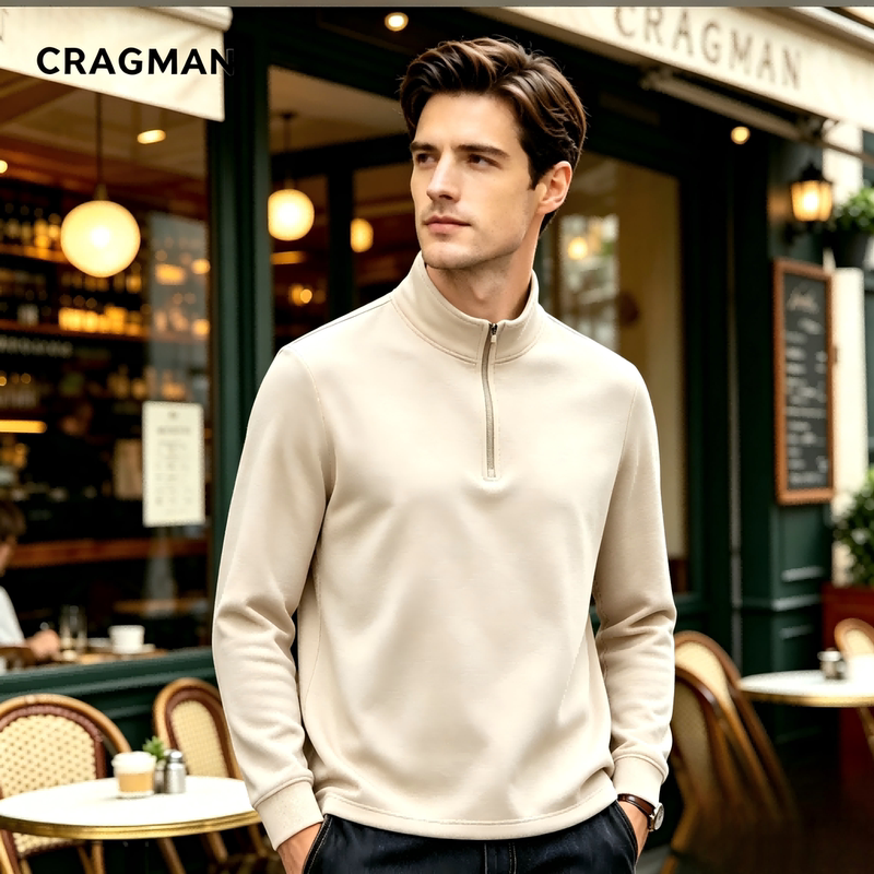 [Exclusive to Seya] Kragman Men's Stand-Up Collar Half-Zip Sweatshirt D5T274001 Length 64-74
